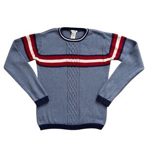 Tutto Piccolo Boys 12 Yr Blue Stripe Sweater Classic Preppy Crewneck Classic